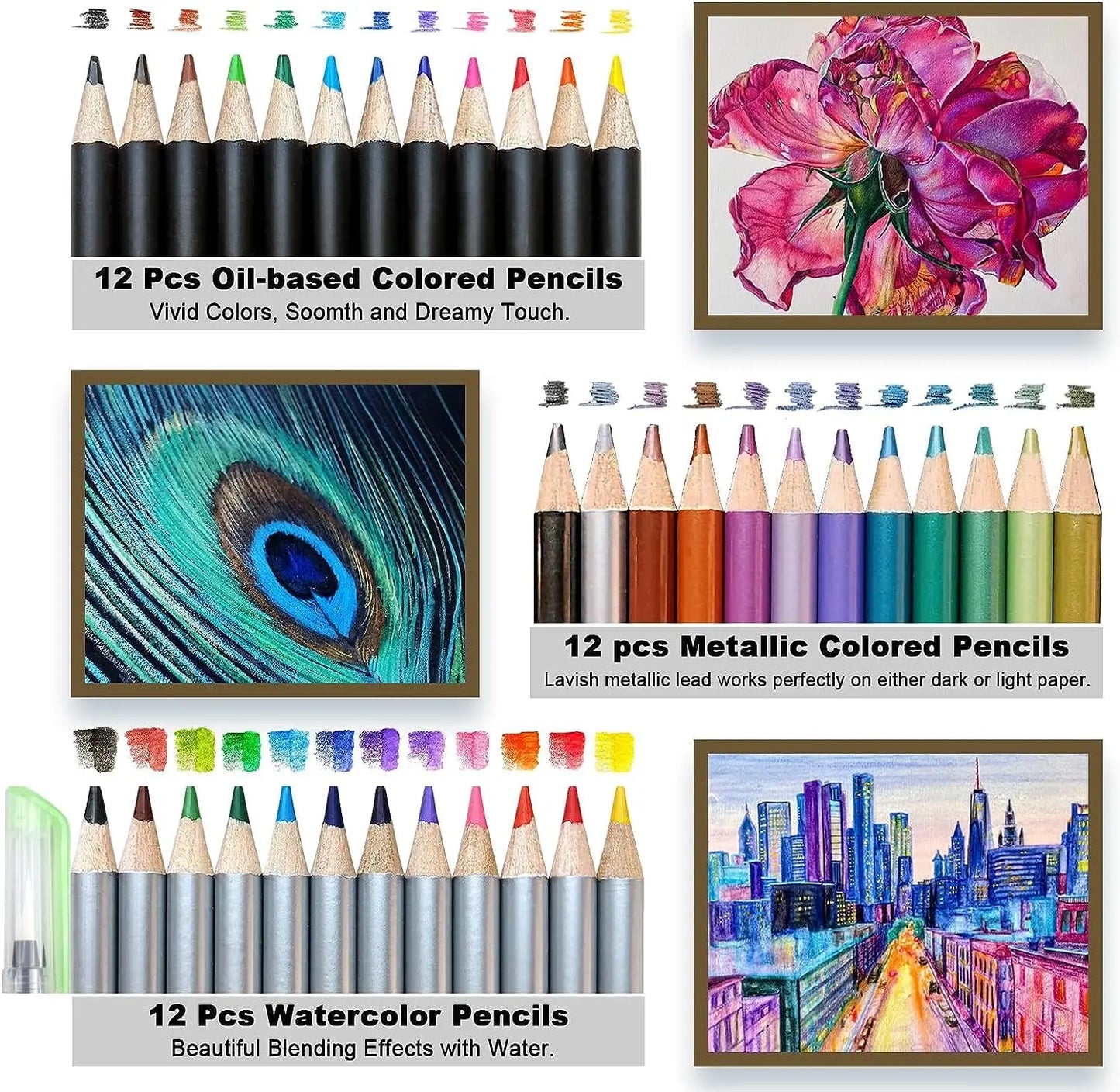 Kit Para Dibujo 72 Piezas Profesional Estuche Set Lápices