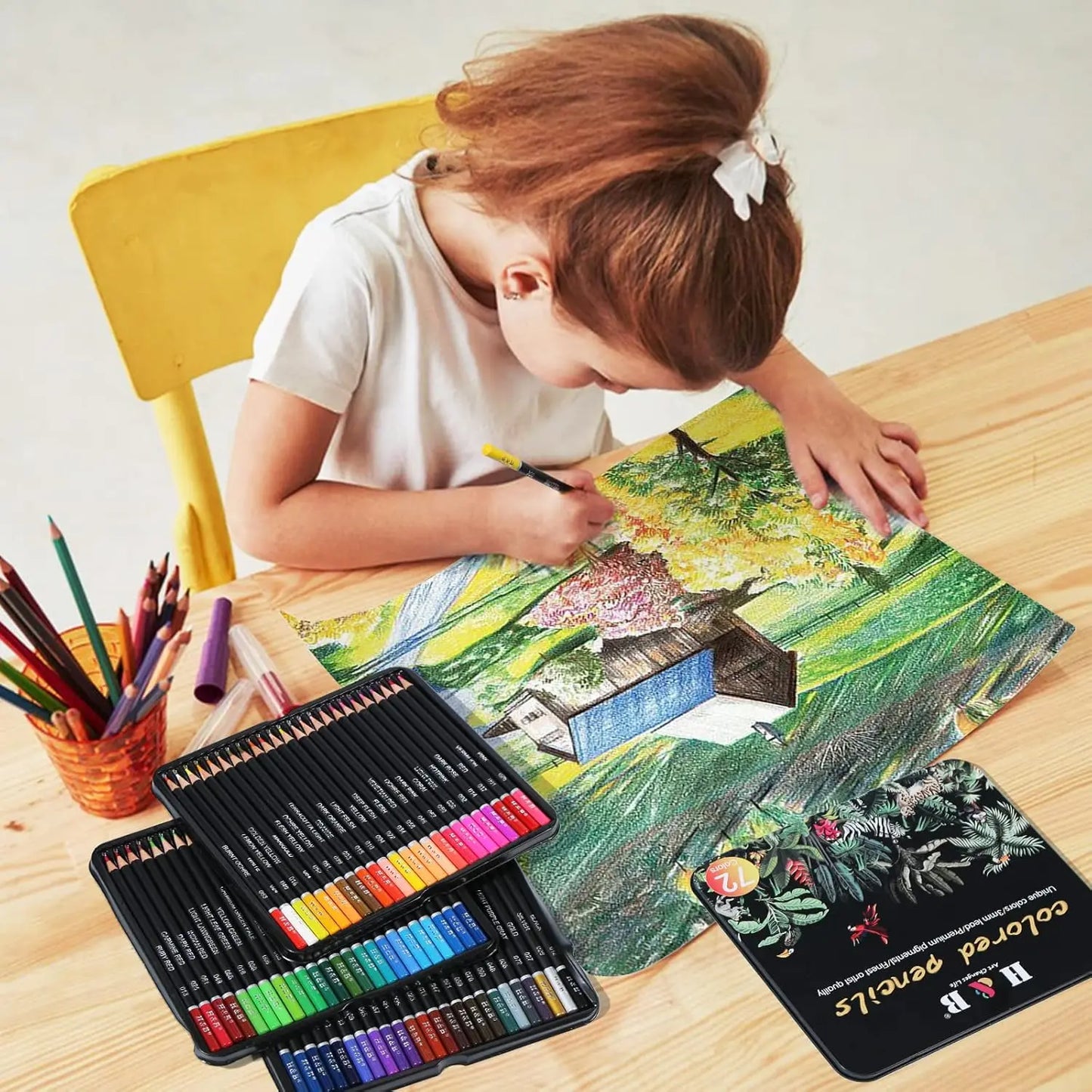 Set 72 Lapices Colores Arte Profesional Dibujo Caja Metalica