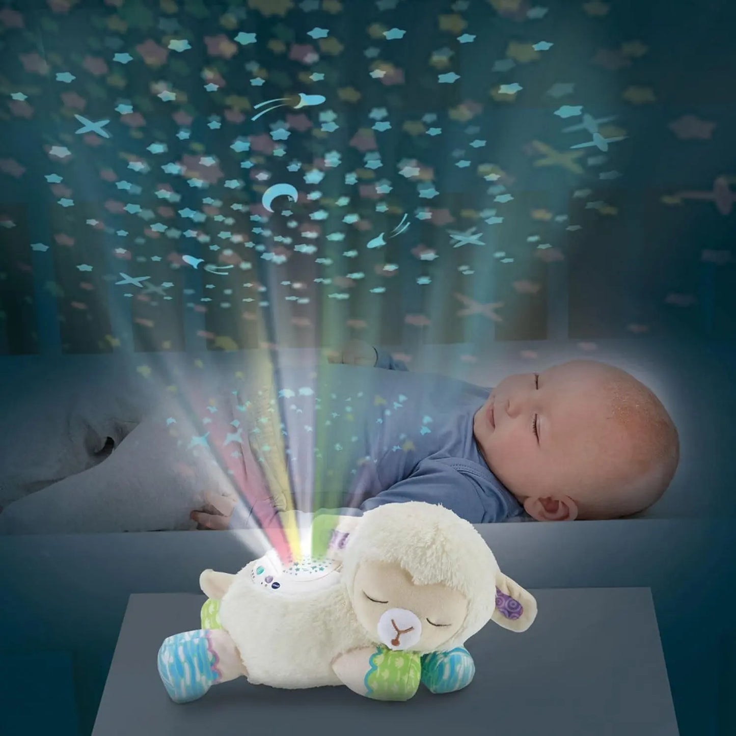 Peluche Oveja Proyector Música Y Luces Espanta Cuco Bebe