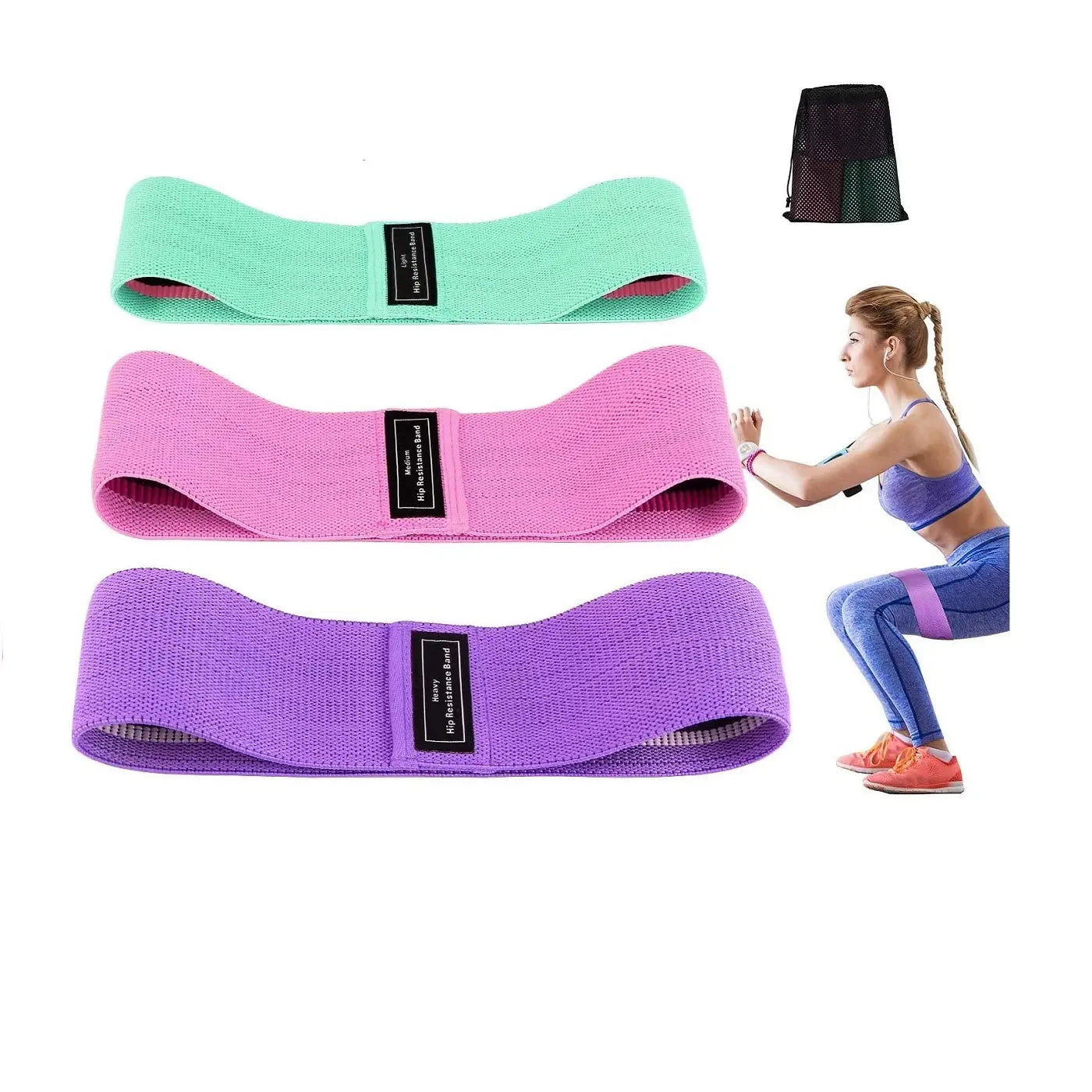 Set 3 Bandas Ligas Tela Elásticas De Resistencia Entrenamien