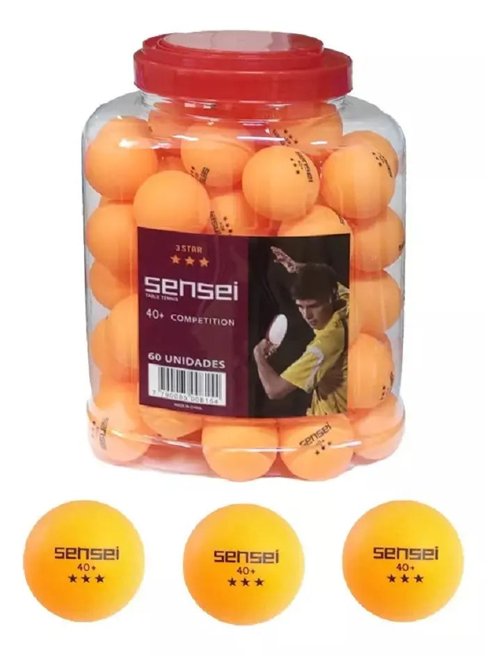 Pelotas De Ping Pong Sensei® 3 Estrellas - Frasco 60 Unid