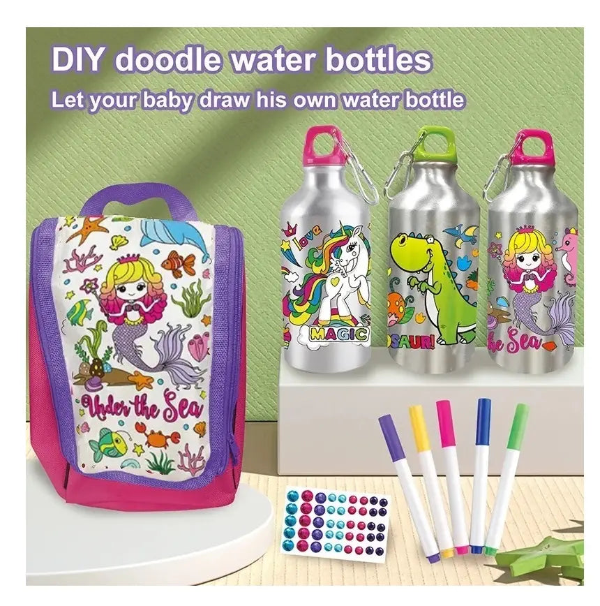Mochila Y Botella De Agua Sirena Manualidad Para Decorar