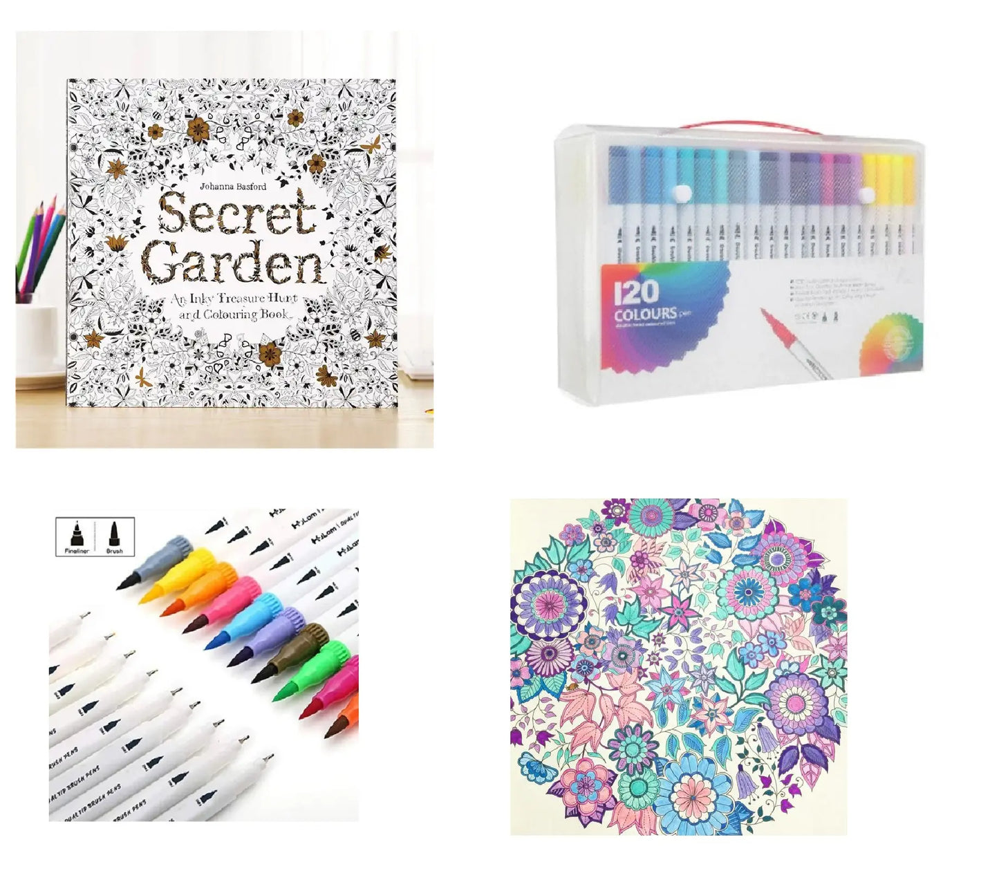 Libro Para Colorear Mandala + Maleta 120 Lápices Doble Punta