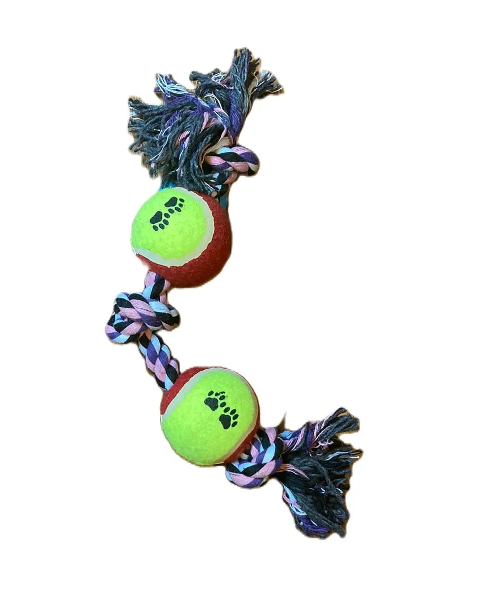 Juguete Para Perro Cuerda De Algodón Y 2 Pelotas De Tenis