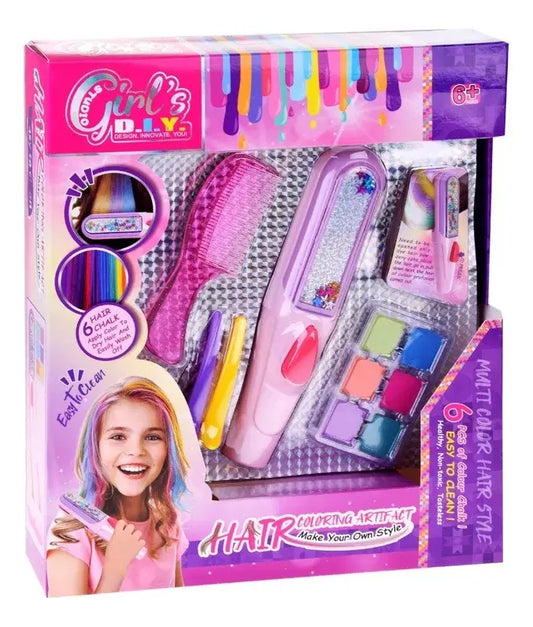 Set Juguete Pintura Para El Pelo Tipo Tiza Colores Niña