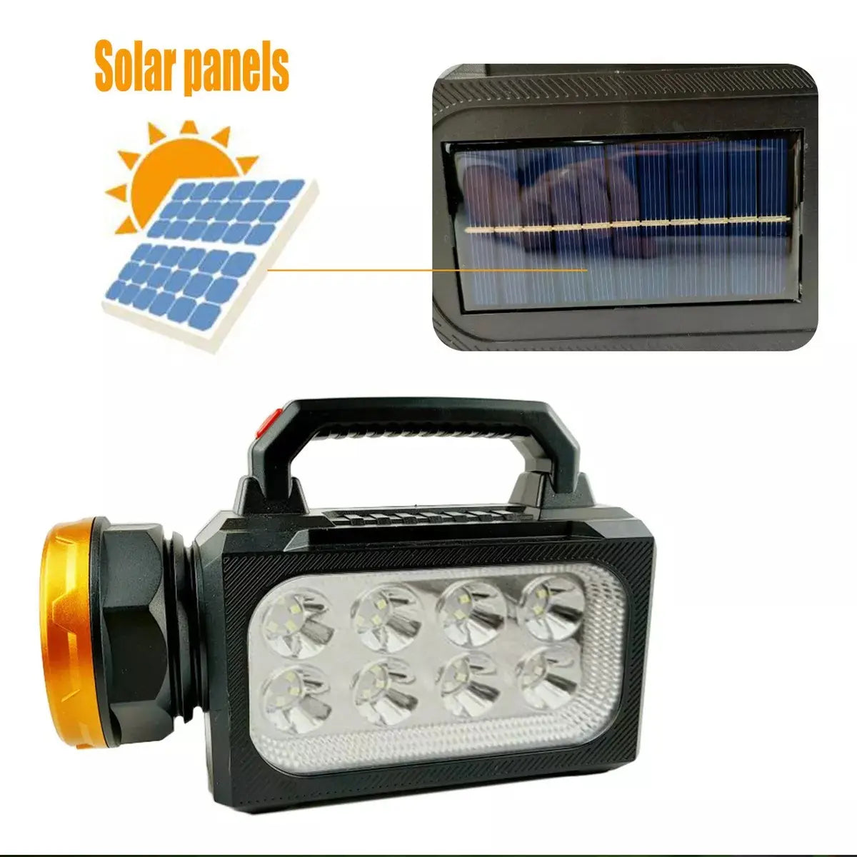 Linterna Solar 3 En 1 Usb Recargable Powerbank Foco Led