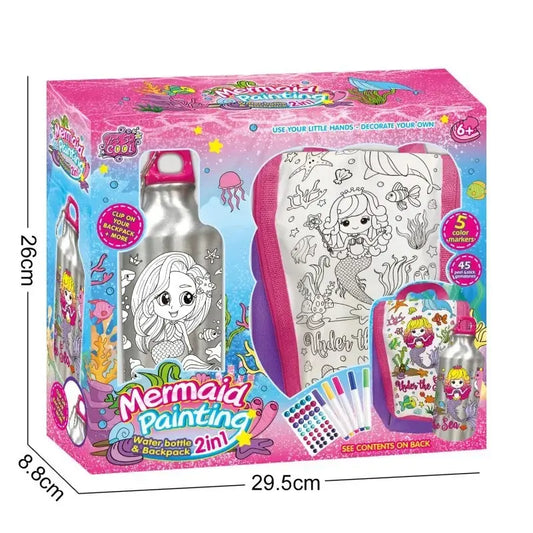 Mochila Y Botella De Agua Sirena Manualidad Para Decorar