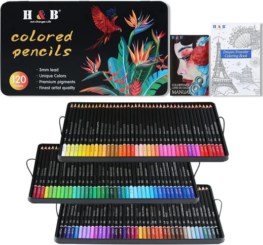 Lapices Colores 120 Arte Profesional Dibujo Caja Metalica