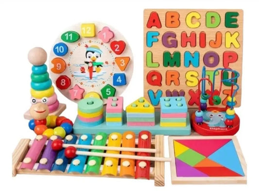 Juguetes Didácticos De Madera Para Niños Montessori Pack 8