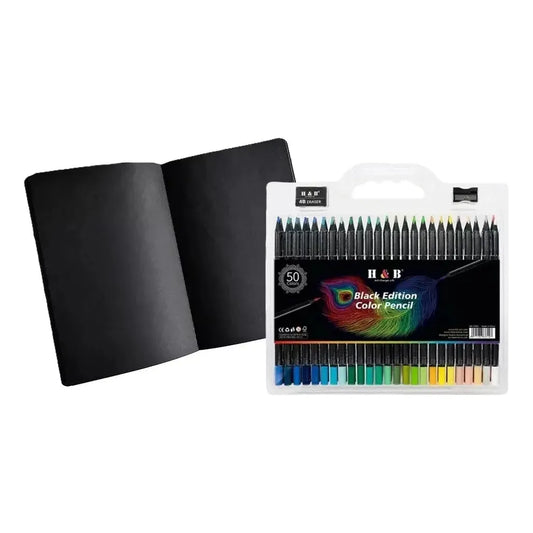 Lápices Soft Profesionales Set 50 Colores + Croquera Negra