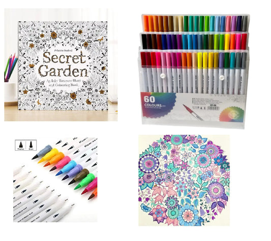 Libro Para Colorear Mandala + Maleta 60 Lápices Doble Punta