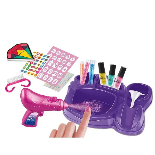 Set Juguete Belleza Pinta Uña Manicura Y Aplicador Glitter