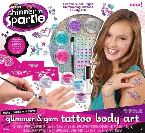 Kit De Tatuajes Temporales Con Glitter Juguete Niña