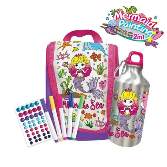 Mochila Y Botella De Agua Sirena Manualidad Para Decorar