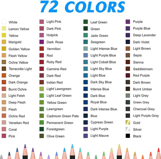 Set 72 Lapices Colores Arte Profesional Dibujo Caja Metalica