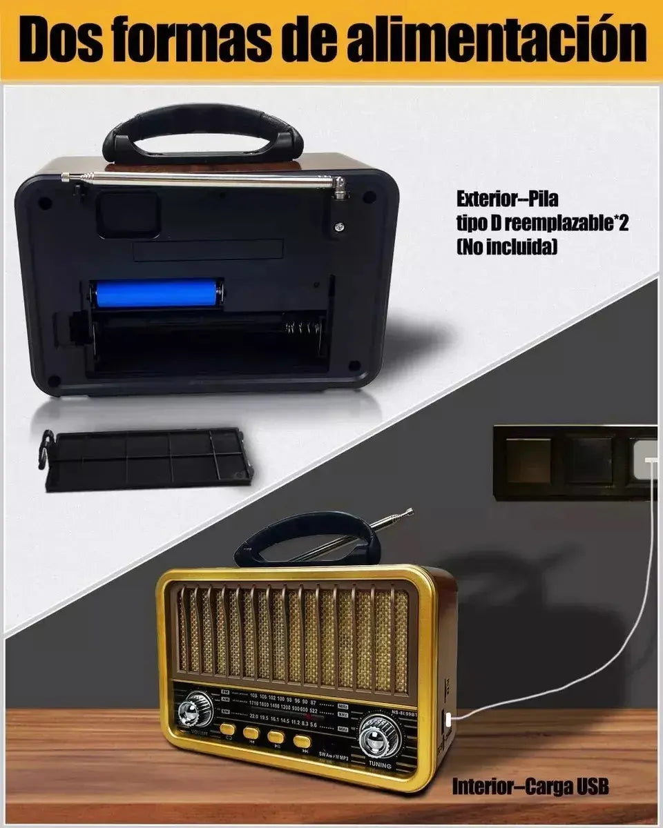 Parlante Y Radio Vintage Retro Con Bluetooth  Usb/am/fm/