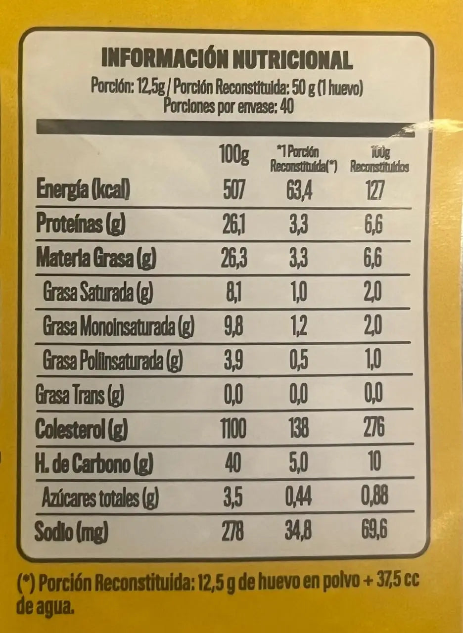 Huevo En Polvo 500 Gr Huevo Entero Pasteurizado
