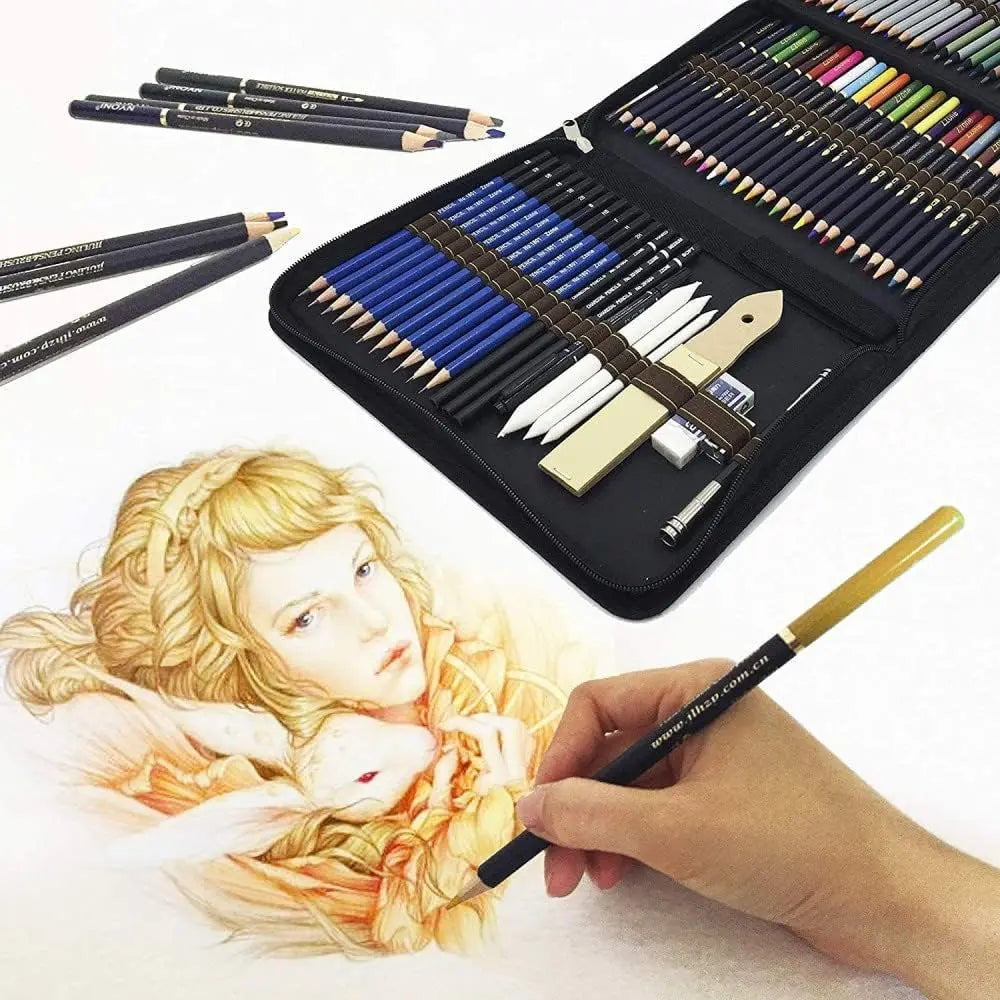 Kit Para Dibujo 72 Piezas Profesional Estuche Set Lápices