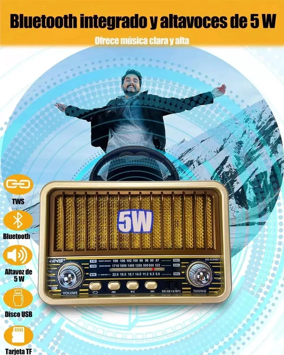 Parlante Y Radio Vintage Retro Con Bluetooth  Usb/am/fm/