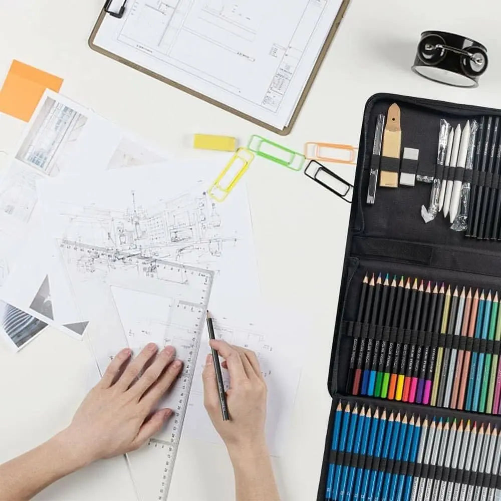 Kit Para Dibujo 72 Piezas Profesional Estuche Set Lápices