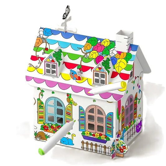 Casa De Cartón Para Pintar Manualidad Niños