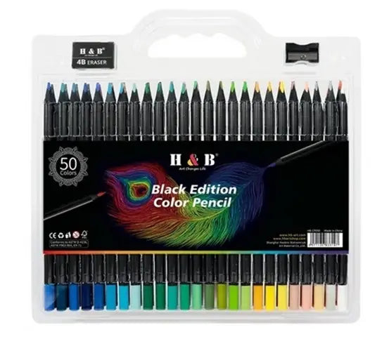 Lápices Soft Profesionales Set 50 Colores Black Edition