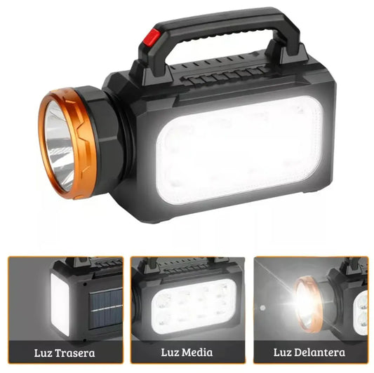 Linterna Solar 3 En 1 Usb Recargable Powerbank Foco Led