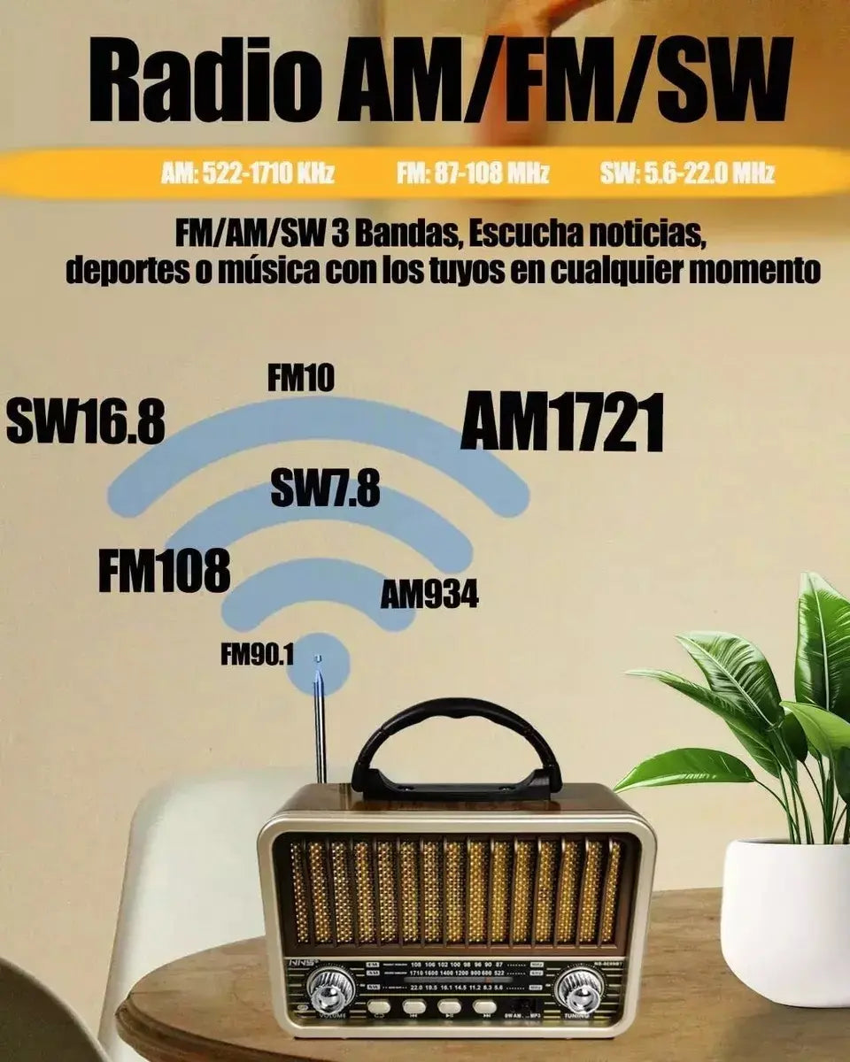 Parlante Y Radio Vintage Retro Con Bluetooth  Usb/am/fm/