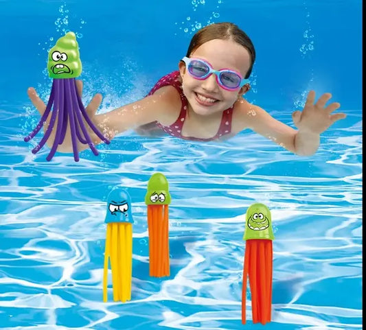 Set De Buceo 6 Calamares Para Piscina Juego Verano Niños