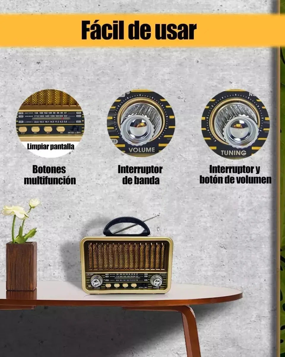 Parlante Y Radio Vintage Retro Con Bluetooth  Usb/am/fm/