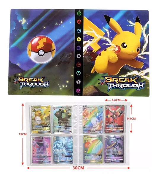 Carpeta Álbum 240 Cartas 4 Bolsillos X Hoja Pokemon Pikachu