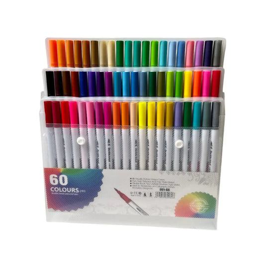 Marcadores Doble Punta Pincel Punta Fina 60 Colores Lápices